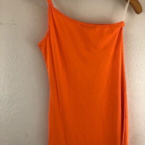 SHEIN Neon Orange One strap Split Dress size S. New with tags - Picture 2 of 5